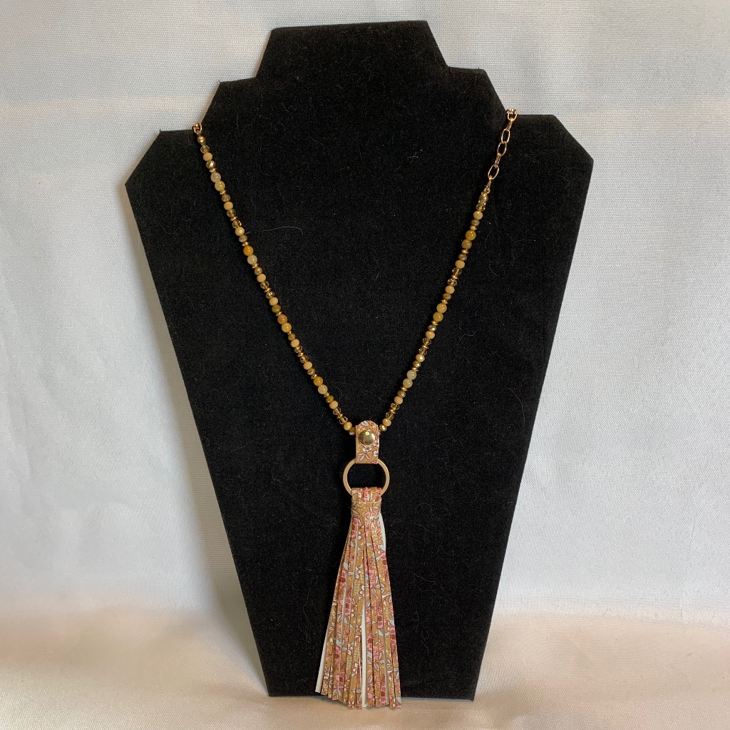 Nwt! Long, Tassel And Beaded Necklace In Browns, Beiges And Amber Beads!
